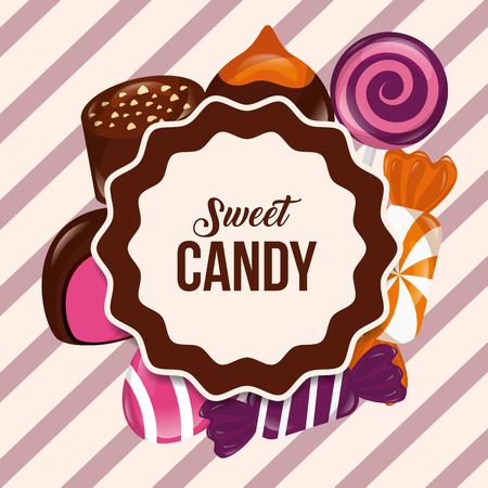 sweet candy sticker sign caramels macarons flavors vector illustrationのイラスト素材