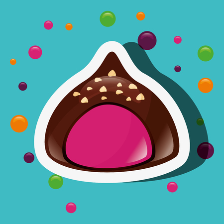 sweet candy chocolate flavor macaron chips background vector illustrationのイラスト素材