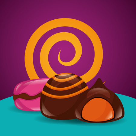 sweet candy macarons stuffed chocolate vector illustrationのイラスト素材
