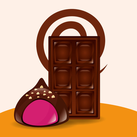 sweet candy bar chocolate macaron chips vector illustrationのイラスト素材