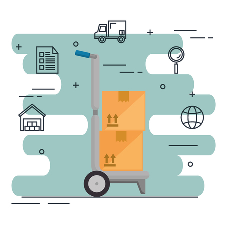 cart delivery service with set icons vector illustration designのイラスト素材