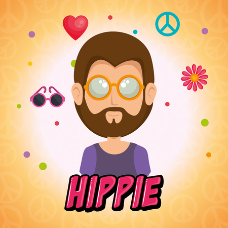 man hippie lifestyle character vector illustration designのイラスト素材