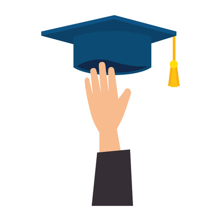 hand with graduation hat vector illustration designのイラスト素材