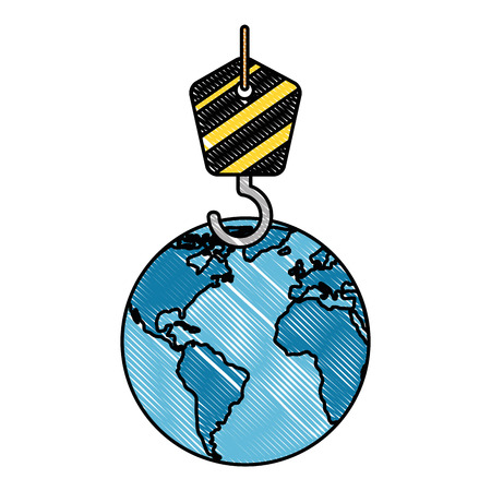world planet earth with crane hook illustration designのイラスト素材