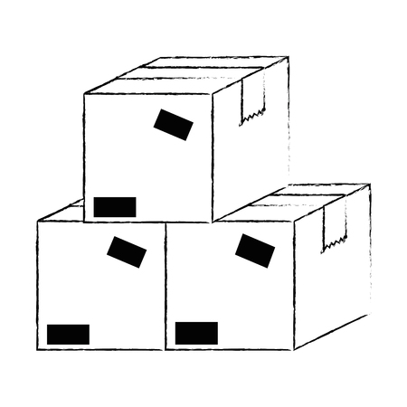 pile packing boxes carton vector illustration designのイラスト素材