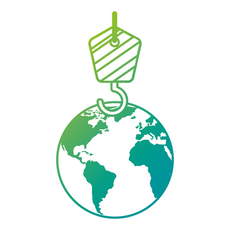 world planet earth with crane hook illustration designのイラスト素材