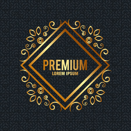 premium quality golden frame vector illustration designの写真素材