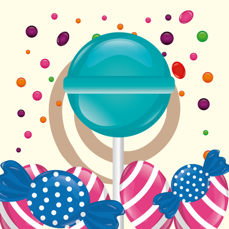 sweet candy mint lollipop caramels chips background vector illustrationのイラスト素材