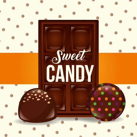 sweet candy chocolate bar chips macarons vector illustrationのイラスト素材