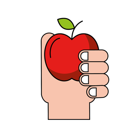 hand holding fruit apple healthcare vector illustrationのイラスト素材