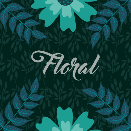 green flowers leaves foliage natural floral background vector illustrationのイラスト素材