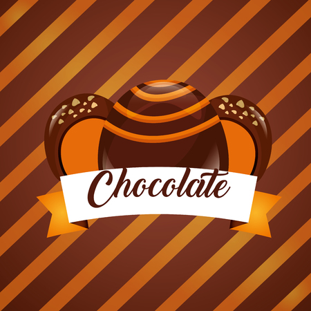 sweet candy stuffed macarons chocolate stripes background vector illustrationのイラスト素材