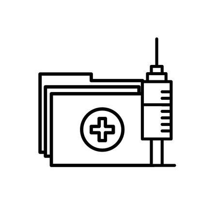 medical folder file and syringe care vector illustration thin lineのイラスト素材
