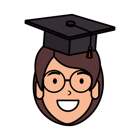 young woman student head with hat graduation vector illustrationのイラスト素材