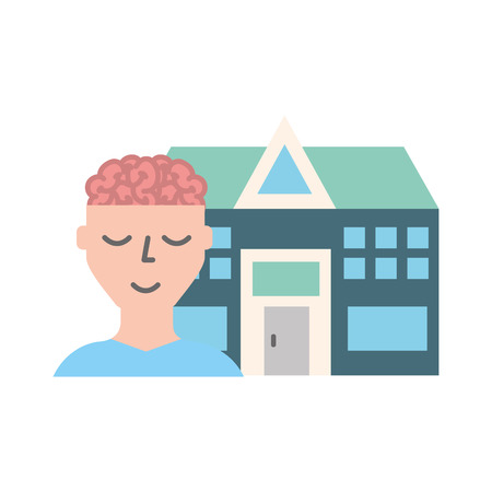 human portrait brain mental hospital health vector illustrationのイラスト素材