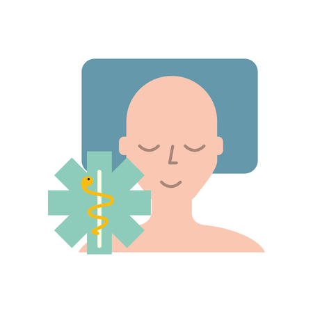 man sleeping on the bed caduceus medical vector illustrationのイラスト素材