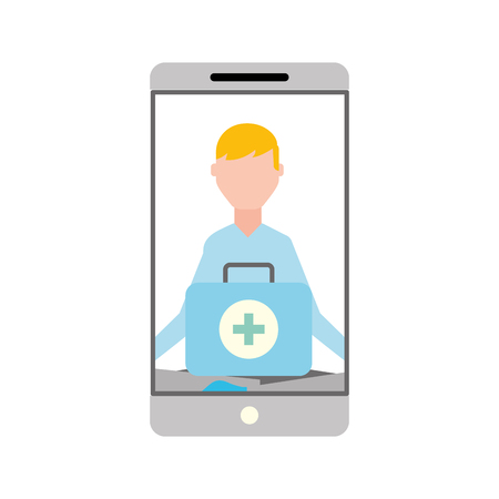 smartphone man meditation medical app vector illustrationのイラスト素材