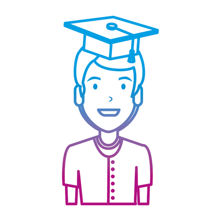young man student with hat graduation vector illustration designのイラスト素材