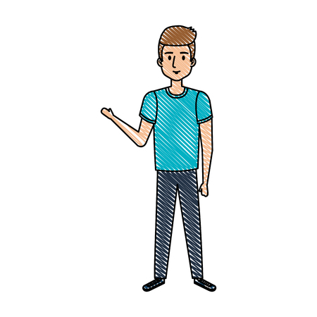 young and casual man character vector illustration designのイラスト素材