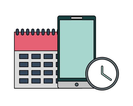 calendar reminder with smartphone and clock vector illustration designのイラスト素材
