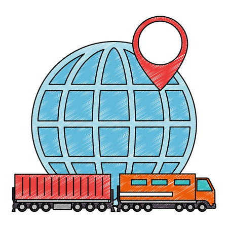 cargo train with planet logistic service vector illustration designのイラスト素材