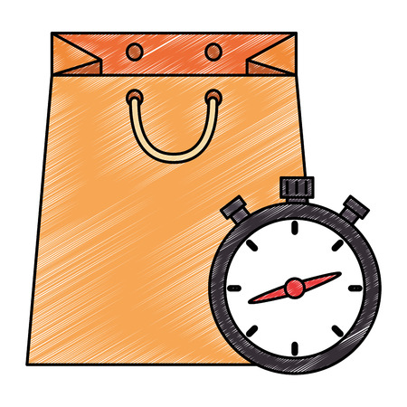 shopping bag with chronometer vector illustration designのイラスト素材