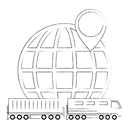 cargo train with planet logistic service vector illustration designのイラスト素材