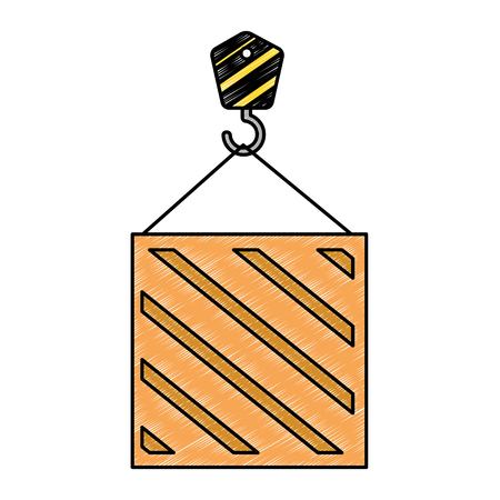 wooden box with crane hook delivery service vector illustration designのイラスト素材