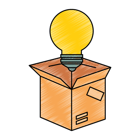 packing box carton with bulb vector illustration designのイラスト素材