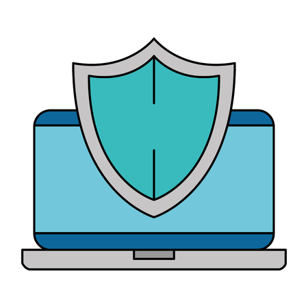 laptop computer with shield vector illustration designのイラスト素材