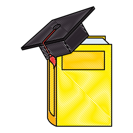 text book with hat graduation vector illustration designのイラスト素材