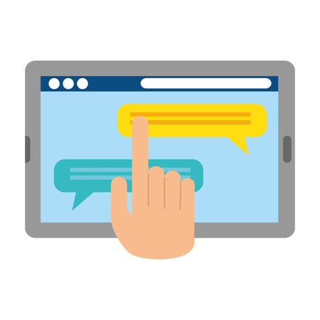 hand using tablet electronic vector illustration designのイラスト素材