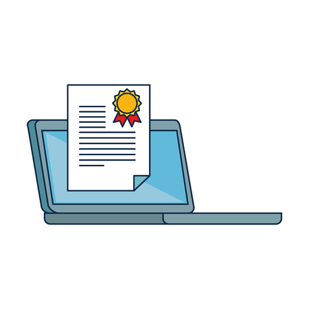 computer laptop with diploma vector illustration designのイラスト素材