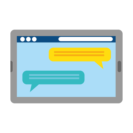 tablet electronic with chat app vector illustration designのイラスト素材