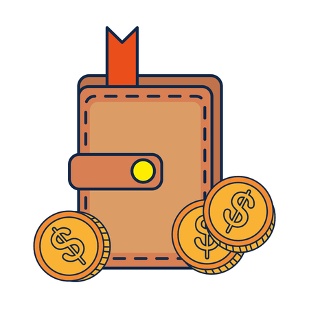 wallet with coins money vector illustration designのイラスト素材