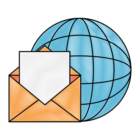 envelope mail with planet vector illustration designのイラスト素材