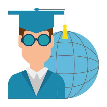 student graduation with planet vector illustration designのイラスト素材