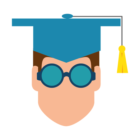 student graduation head with hat vector illustration designのイラスト素材