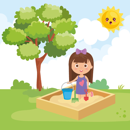 little girl playing on the park vector illustration designのイラスト素材