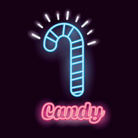 sweet candy cane sign color neon vector illustrationのイラスト素材