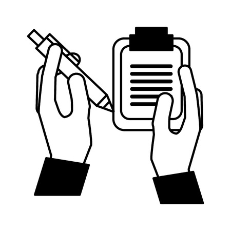 hands with clipboard checklist and pen vector illustration designのイラスト素材
