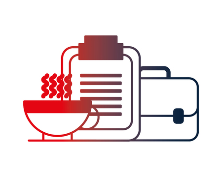 portfolio briefcase with clipboard and coffee vector illustration designのイラスト素材