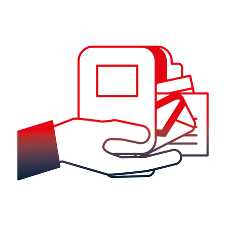 hand with folder and envelope vector illustration designのイラスト素材