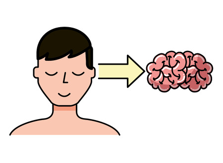 portrait man patient brain mental condition vector illustrationのイラスト素材