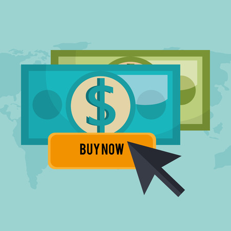 buy on line with bills dollars vector illustration designのイラスト素材