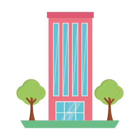 building structure with trees plants isolated icon vector illustration designのイラスト素材