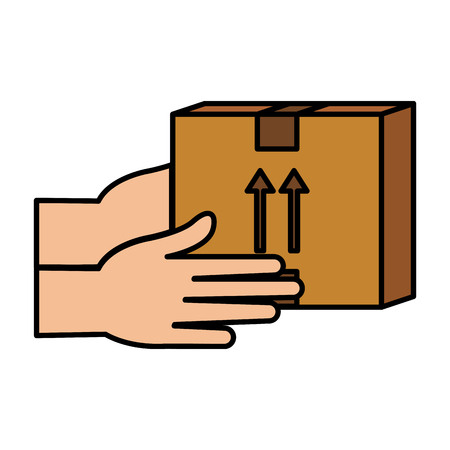 hands with packing box carton vector illustration designのイラスト素材