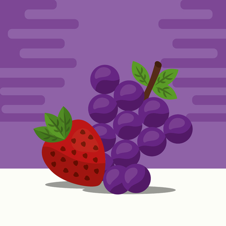 fruit fresh natural strawberry grapes nature vector illustrationのイラスト素材