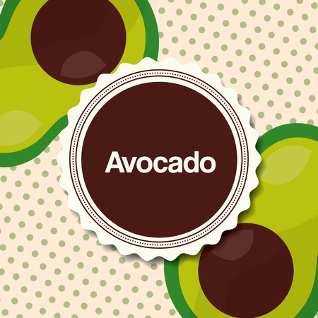 fruit fresh natural sticker sign avocados dotted background vector illustrationのイラスト素材