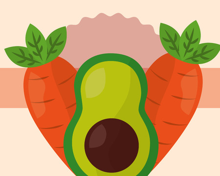 vegetables fresh natural avocado carrots vector illustrationのイラスト素材